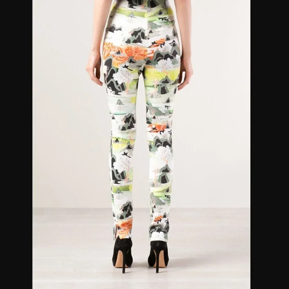 Opening Ceremony 5 Elements Colorful Print Neoprene High Rise Skinny Trousers 2 - Picture 4 of 14